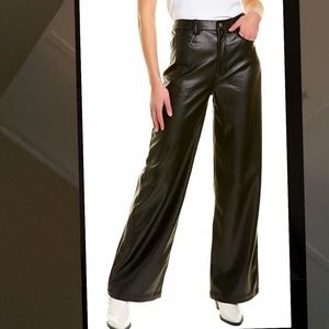 We Wore What Womens HGH Rise Wide Leg Leather Pants Black 28